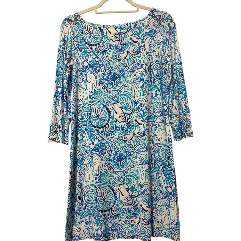 Lilly Pulitzer Sophie Shift Dress Lucky Trunks Blue White Small - Picture 5 of 10